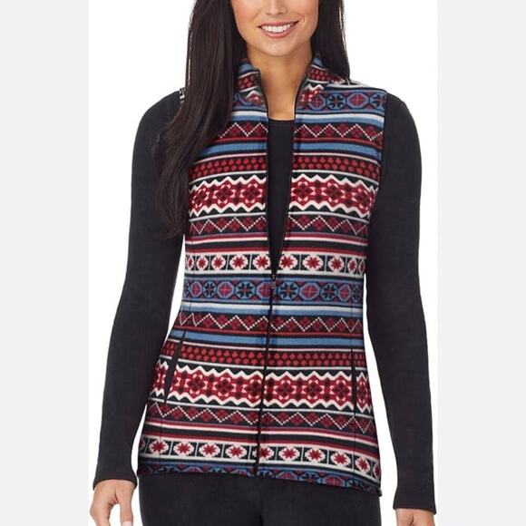 Cuddl Duds Fleece wear with Stretch Full Zip Vest Indian Navajo pattern  SZ SM - Picture 1 of 10